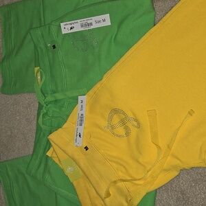 Ladies Cotton Stretch Jogger Pants w/rhinestone Encrusted "D" on the leg